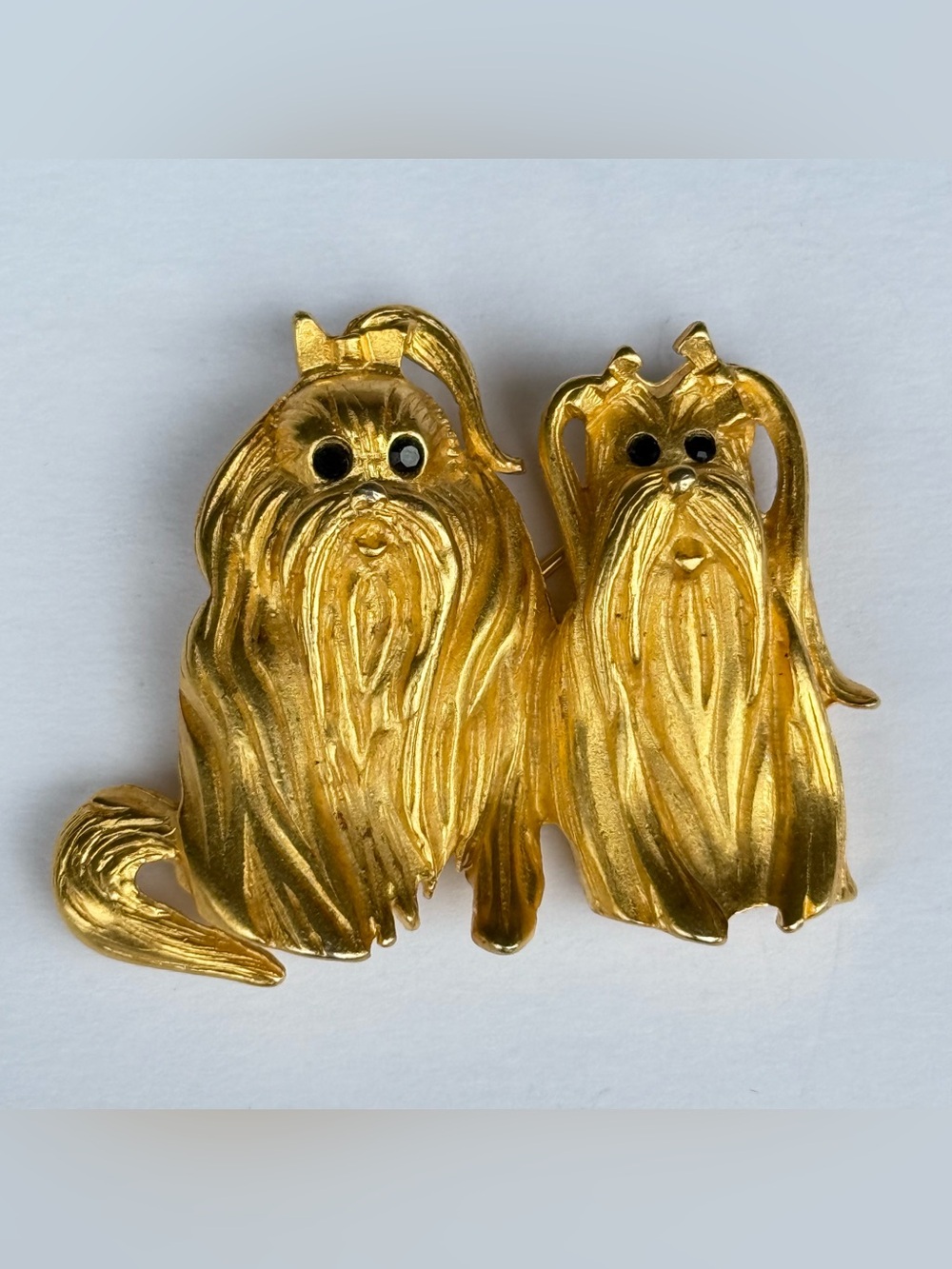 Vintage Dog Brooch/ Pin  Maltese or Yorkshire By Bob Mackie Gold Tone Rhinestone